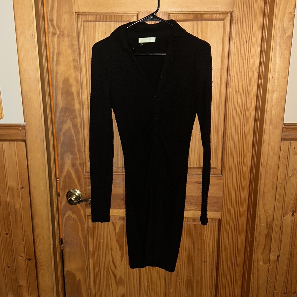 Long sleeve black Raunched dress